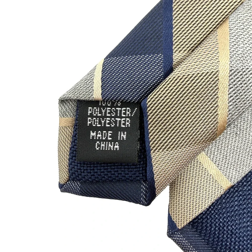 Michael Kors Plaid Check Necktie Blue Gray‎ Beige Polyester 59x3